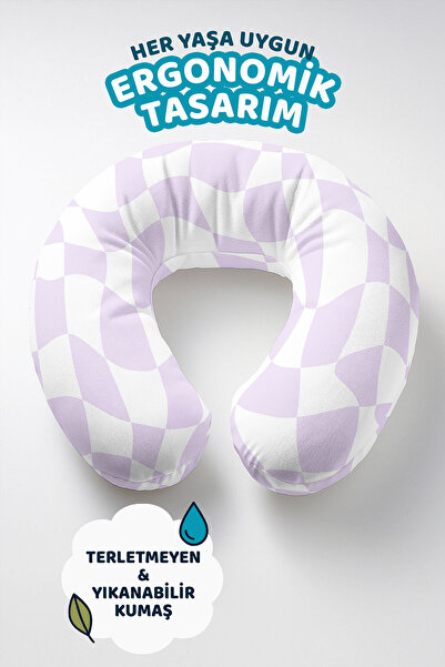 Evimde Bambaşka Ljubičasti talas Sa deznom ergonomski jastuk za vrat - modern...