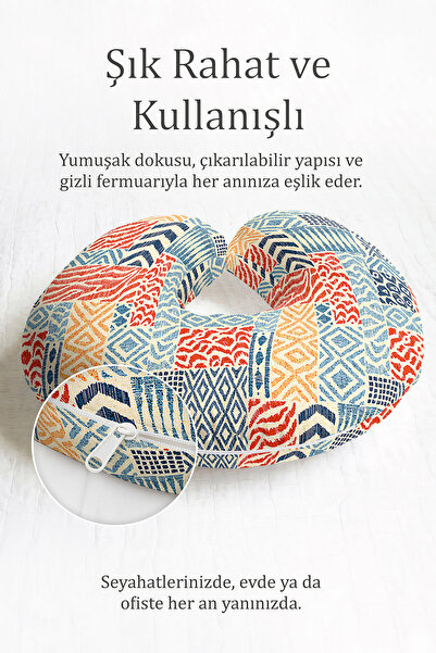 Evimde Bambaşka Etnički Geometrijski dezen jastuk za vrat - moderni narančast...