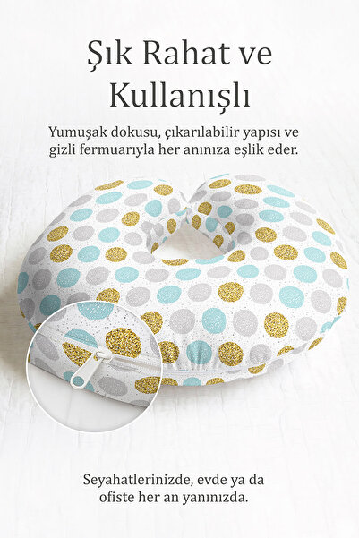 Evimde Bambaşka Šareni ergonomski jastuk za vrat - moderni zlatno-sivi plavi ...