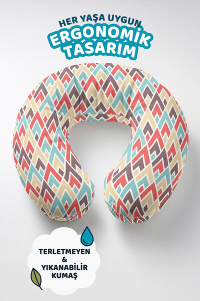 Evimde Bambaşka Etnički dezen Ergonomski jastuk za vrat - Retro geometrijski ...