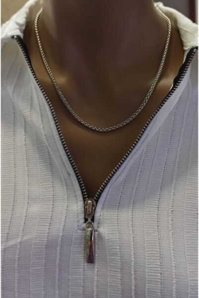 Simge Gümüş Steel Fish Back Necklace