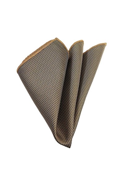 Exve Exclusive Cappuccino and Beige Elegant Patterned Jacquard Woven Pocket Accessory Collar Handkerchief