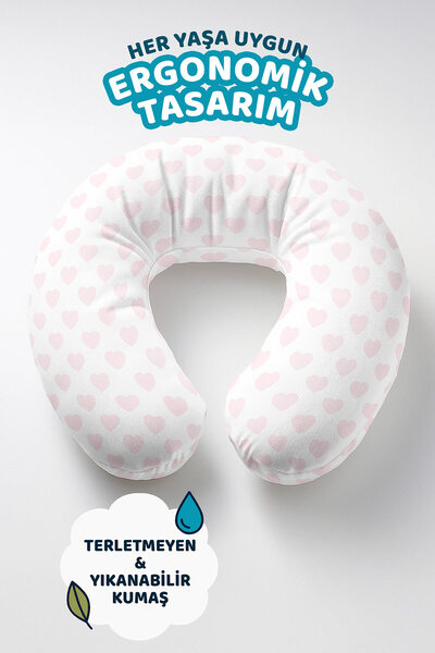 Evimde Bambaşka Ružičasto srce Sa deznom Pamuk pakovanja jastuka za vrat - pa...