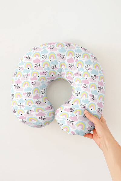 Evimde Bambaşka Pernă pentru gât cu model de nor curcubeu colorat - Pernă de ...