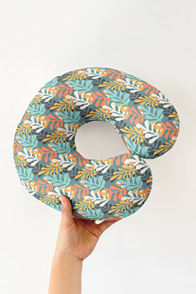 Evimde Bambaşka Βαμβακερό μαξιλάρι λαιμού με μοτίβο τροπικών φύλλων - Μοντέρν...