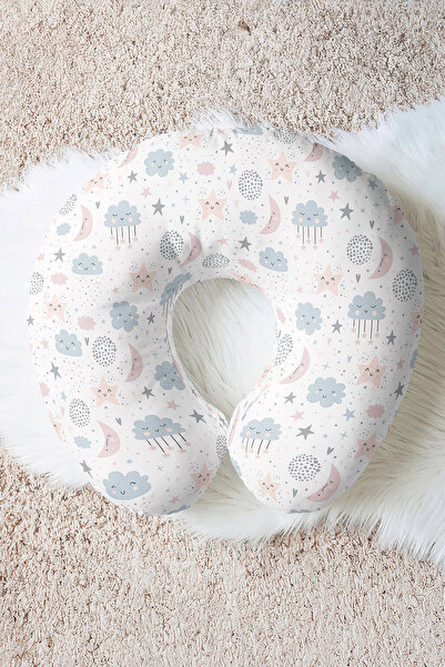 Evimde Bambaşka Pernă de gât din bumbac cu model Cute Cloud Star Moon - Pernă...
