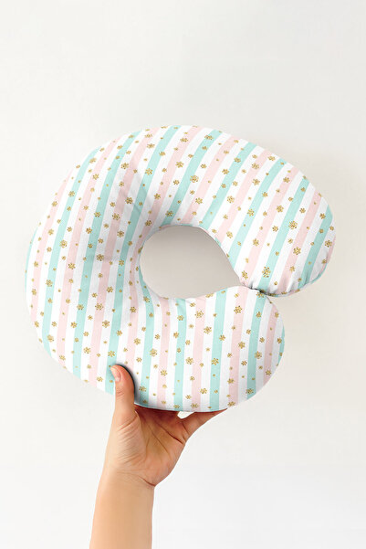 Evimde Bambaşka Pernă ergonomică pentru gât cu dungi pastel - Pernă moale de ...