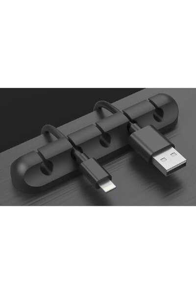 dalip Silicone Cable Clips, Double-Sided Adhesive, 5 Slots, Black