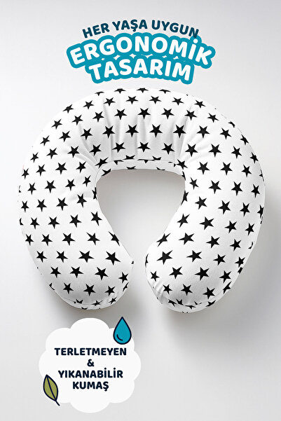 Evimde Bambaşka Yıldız Sa deznom Pamuk paket jastuka za vrat - moderni crno-b...