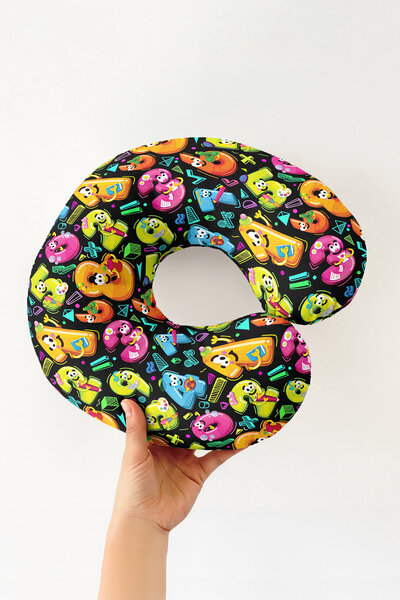 Evimde Bambaşka Number Character Neck Pillow - Neon Black Color Cotton Kids &...