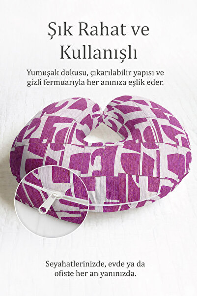 Evimde Bambaşka Apstraktni ljubičasti geometrijski ergonomski jastuk za vrat ...