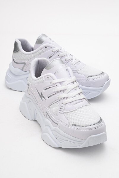 CCWAY AYAKKABI حذاء رياضي أنوراك نسائي باللون الأبيض والفضي