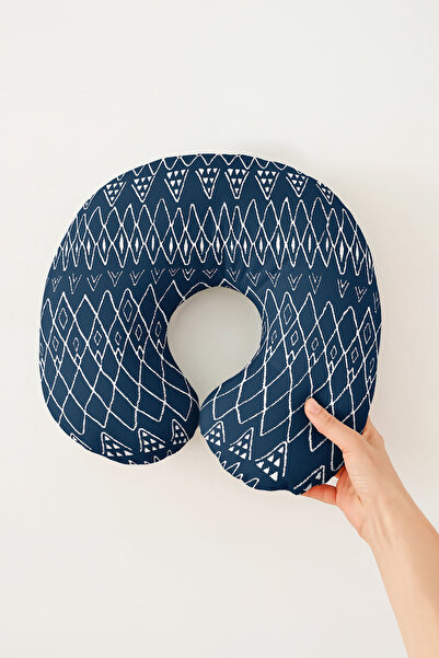 Evimde Bambaşka Etnički dezen Pamuk Jastuk za vrat - Moderni geometrijski tam...