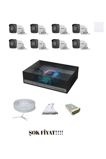 ORFE HİKVİSİON 8'Lİ GECE RENKLİ GÖRÜŞLÜ (16D0T Kamera) 2MP AHD SET