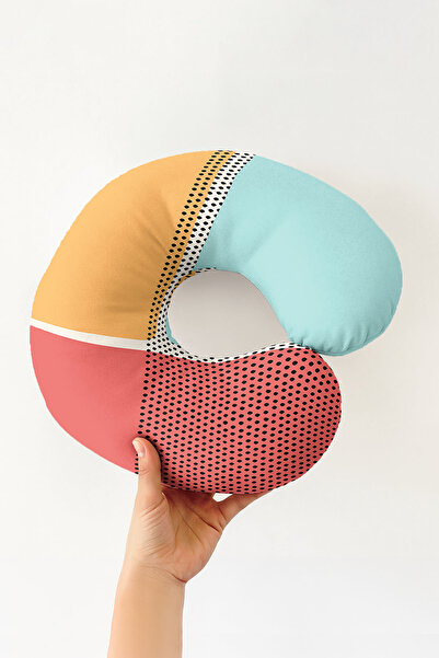 Evimde Bambaşka Pernă modernă, colorată, geometrică, ergonomică pentru gât - ...