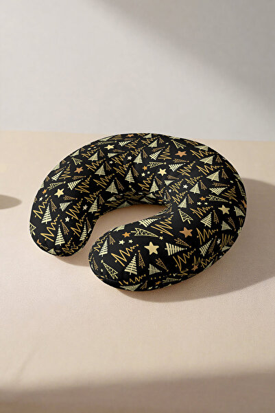 Evimde Bambaşka Pernă pentru gât cu model de brad de Crăciun - Pernă de călăt...