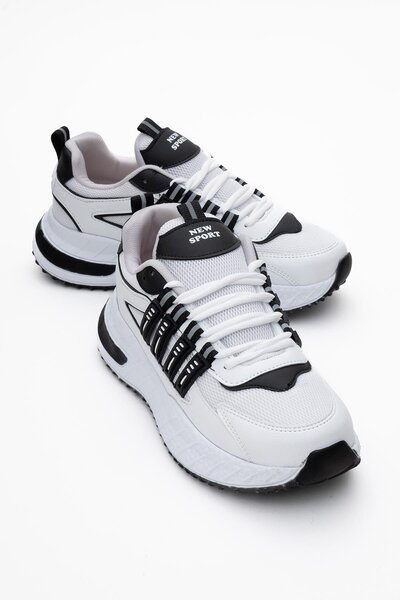 CCWAY AYAKKABI Pantofi sport pentru femei Anorak cu șireturi ALB NEGRU