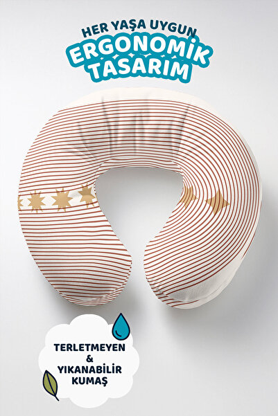 Evimde Bambaşka Smeđi Prugasto Star Sa deznom Ergonomski Jastuk za Vrat - Mod...