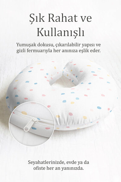 Evimde Bambaşka Pastelno obojeni točkasti jastuk za vrat - minimalistički bij...