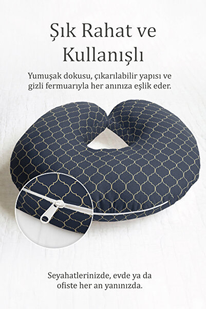 Evimde Bambaşka Geometrijski dezen Ergonomski jastuk za vrat - Moderni tamnop...