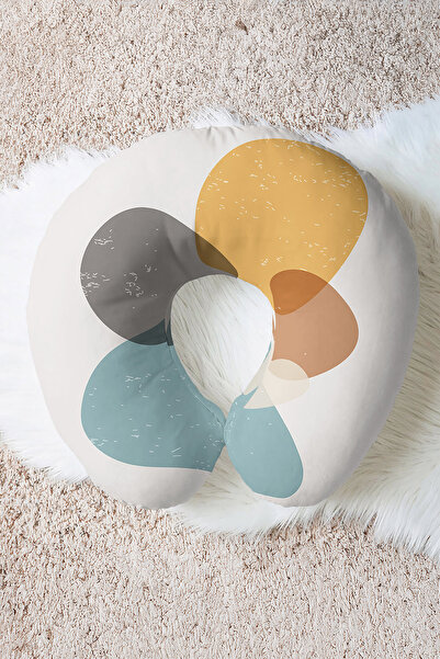 Evimde Bambaşka Modern Geometric Colorful Neck Pillow - Abstract Patterned Ye...