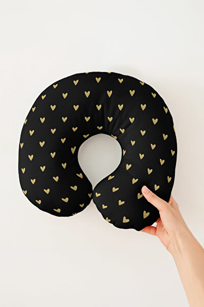 Evimde Bambaşka Pernă ergonomică pentru gât cu model de inimă aurie - Pernă m...