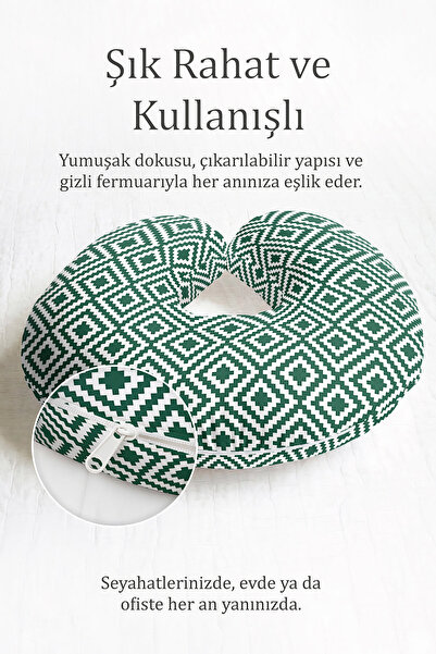Evimde Bambaşka Etnički dezen Ergonomski jastuk za vrat - Moderni geometrijsk...