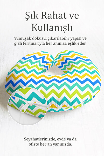 Evimde Bambaşka Cik-cak dezen Ergonomski jastuk za vrat - Šareni plavi, žuti ...