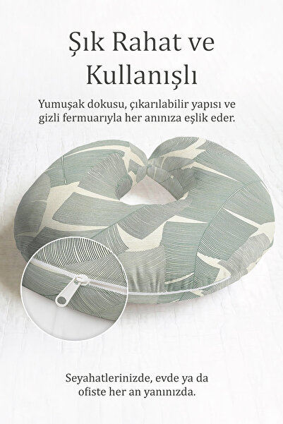 Evimde Bambaşka Tropical Leaf Sa deznom Ergonomski jastuk za vrat - Prirodni ...