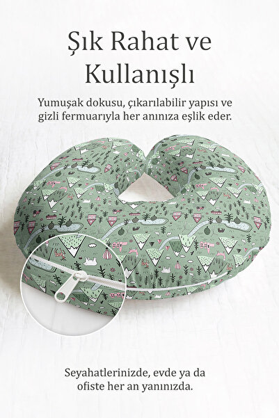 Evimde Bambaşka Jastuk za vrat sa temom prirode Pamuk - Pastelno zelene plani...