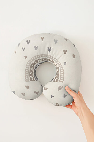 Evimde Bambaşka Jastuk za vrat Heart Sa deznom Pamuk - Bohemian sivi bež meka...