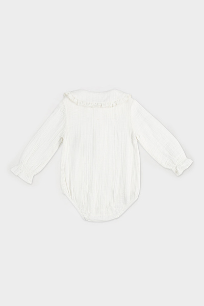 Panço Kız Ecru Dokuma Geniş Yaka Gömlek