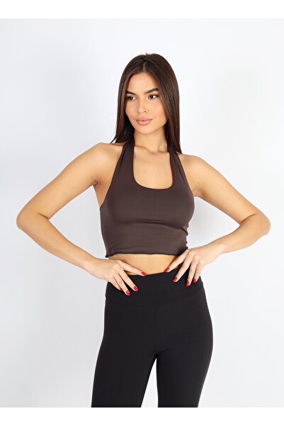 Softandbasic Halter Neck Burgundy Blouse