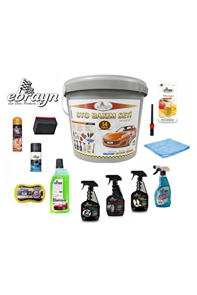 Ebrayn 14 Parça Premium Araç, Motorsiklet Yıkama ve Bakım Seti Kovalı