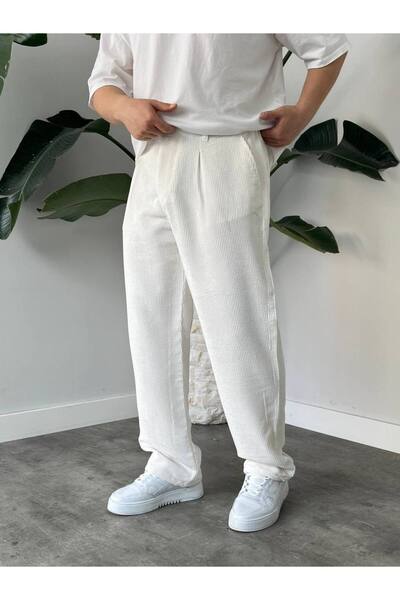 Gambocci Men's High Waist Baggy Corduroy Pants