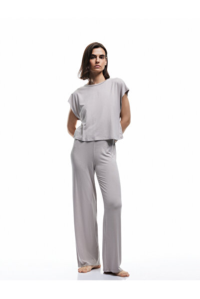 Koton Modal Kumaş Rahat Kalıp Bisiklet Yaka Crop Kolsuz Tişört Pijama Üstü