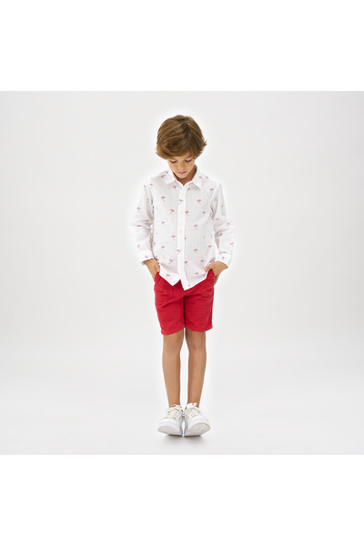 Panço Erkek Beyaz Dokuma Gömlek Yaka Gömlek