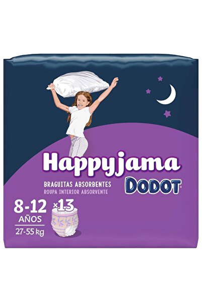 Dodot Scutece HappyJama pentru fete, 8-12 ani, 13 bucăți, 27-55 kg, etanșe pe...