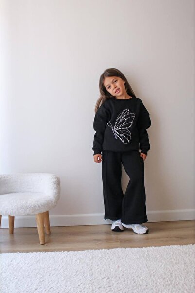 MİNİKO KİDS Girl's Stone-Embellished 3-Ply Sharded Tracksuit Set