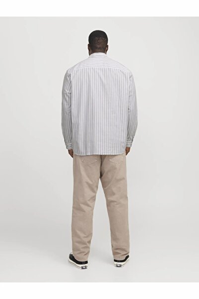 Jack & Jones Plus Men's Brown Jjeoxford Shirt L/S S21 Noos Pls Plus Size Shirt 12190444-Crockery