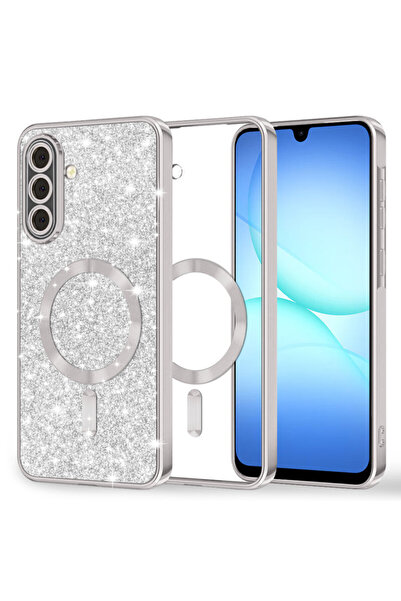 Techsuit Πολυτελής θήκη για Samsung Galaxy A17 5G Luxury Glitter MagSafe, Ασημί
