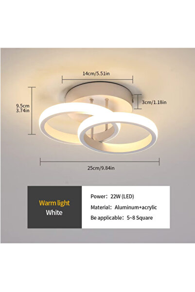 Alista Home Lustra LED VERTEX CIRCULA 22 W, 2 Cercuri, Rame Metalice, lumina Rece/Calda/Neutra, Alb