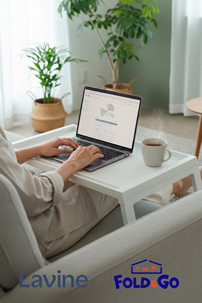 obido Lavine Fold&Go Katlanır Sehpa ”Beyaz” Tablet - Bilgisayar Sehpası Yatak Üstü Kahvaltı Masası