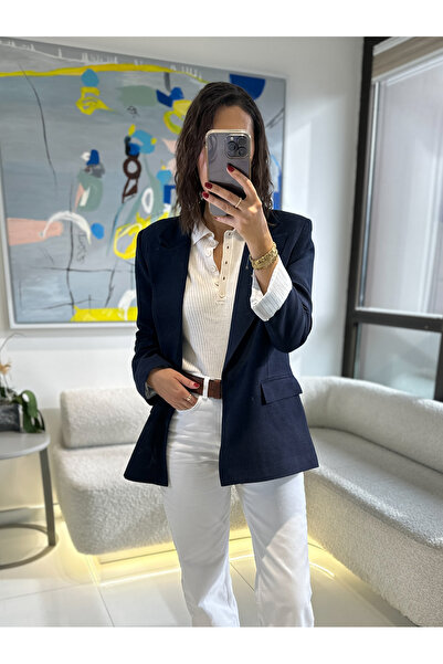 Gardropmikseri Çizgili Astarlı Keten Ceket