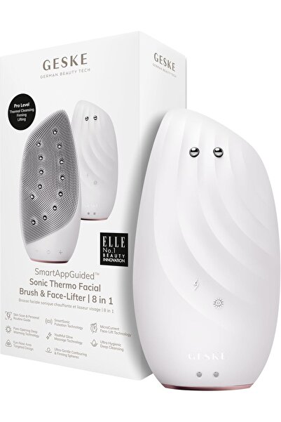 Geske | SmartAppGuided Sonic Thermo Facial Brush & Face Lifter | 8 in 1 | Skin Cleansing & Anti-Wrin