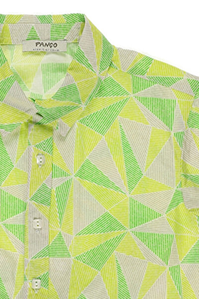 Panço Kız Yeşil Dokuma Gömlek Yaka Gömlek