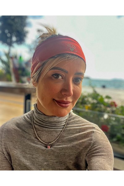 satya ربطة شعر مطبوعة بلون ذهبي على شكل عين
