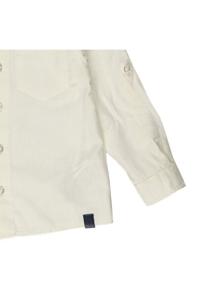 Panço Erkek Ecru Dokuma Gömlek Yaka Gömlek