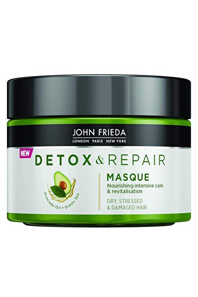 John Frieda Mască detoxifiantă și reparatoare pentru păr uscat, încordat și deteriorat cu ulei de avocado și ceai verde, 250