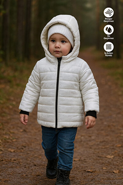 Merdia Детско палто с качулка, подплатено с блестящи пайети (водоустойчиво и ...